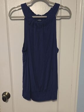 NY Collection Royal Blue Sleeveless Halter Tank